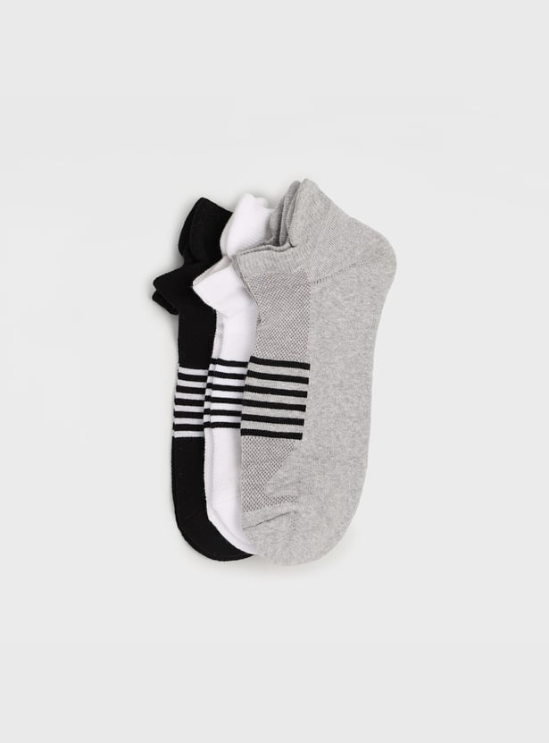 ALLEN SOLLY Striped Ankle-Length Socks - Pack of 3