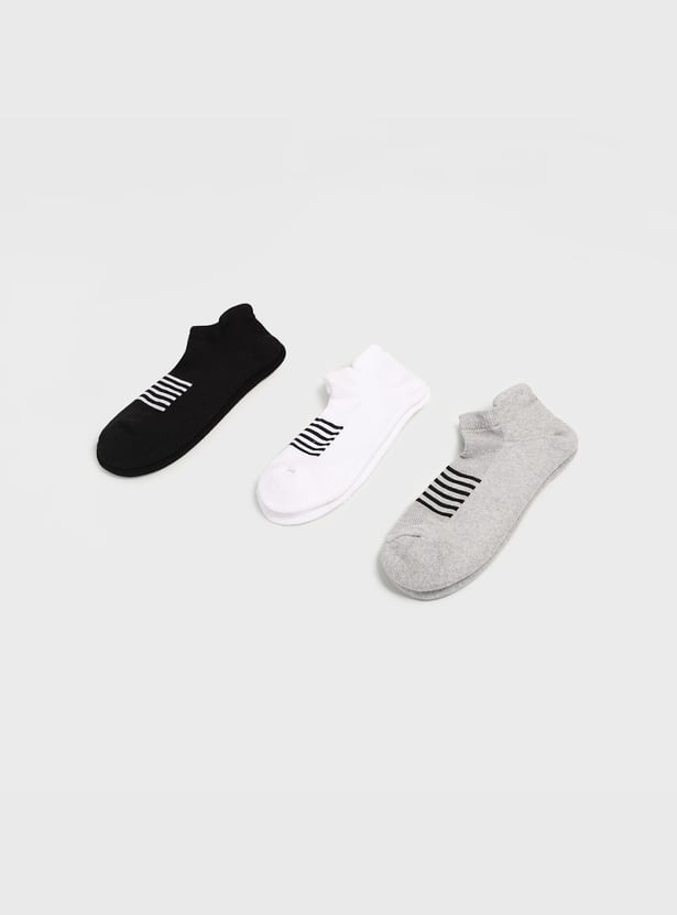 ALLEN SOLLY Striped Ankle-Length Socks - Pack of 3