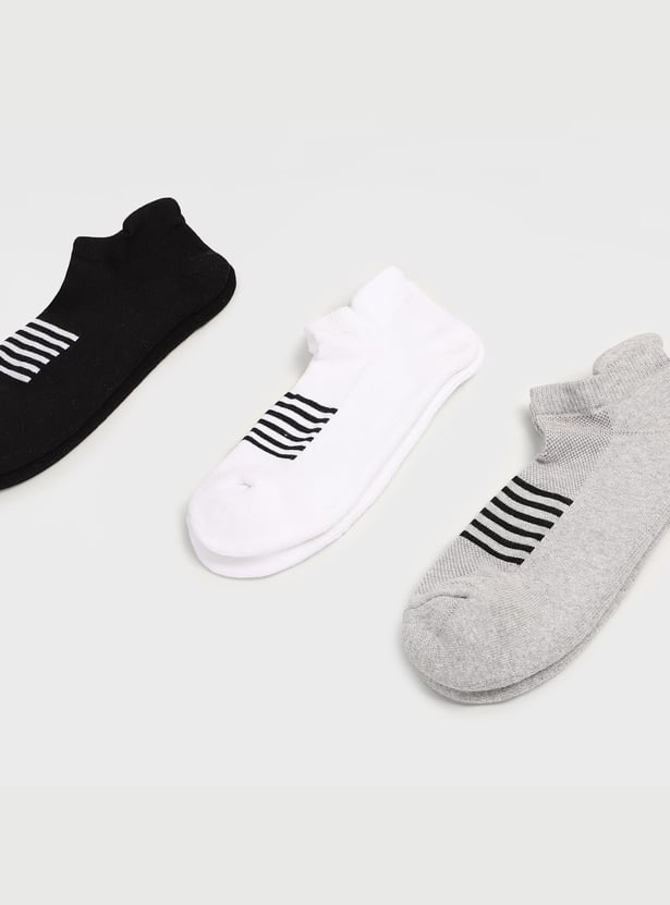 ALLEN SOLLY Striped Ankle-Length Socks - Pack of 3