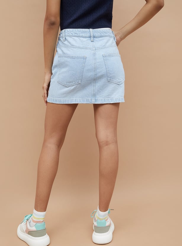 GINGER Washed Mini Denim Skirts