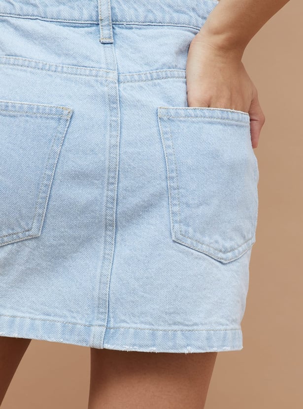 GINGER Washed Mini Denim Skirts