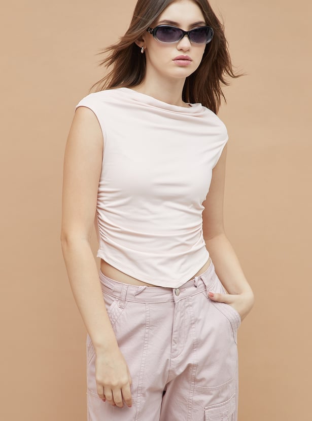 GINGER Ruched Top with Asymmetric Hem