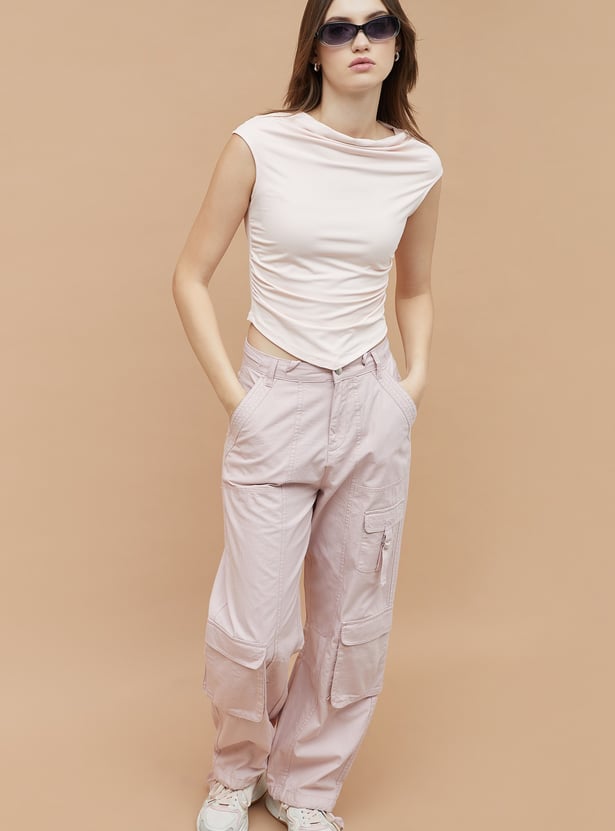 GINGER Ruched Top with Asymmetric Hem