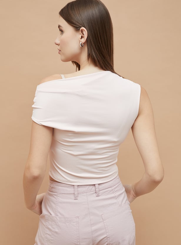 GINGER Ruched Top with Asymmetric Hem