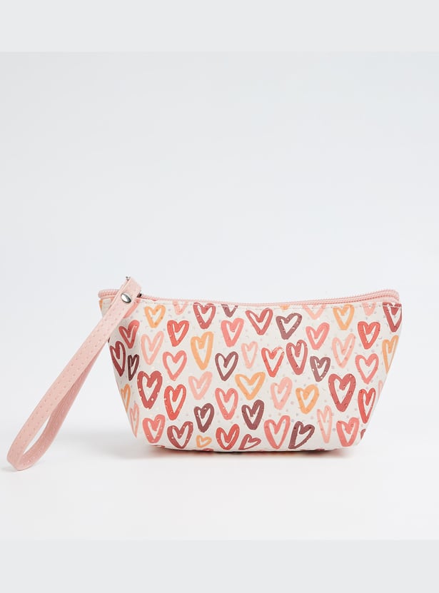 FAME FOREVER Heart Print Vanity Pouch