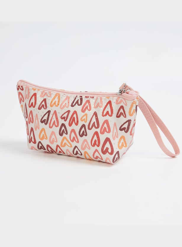 FAME FOREVER Heart Print Vanity Pouch