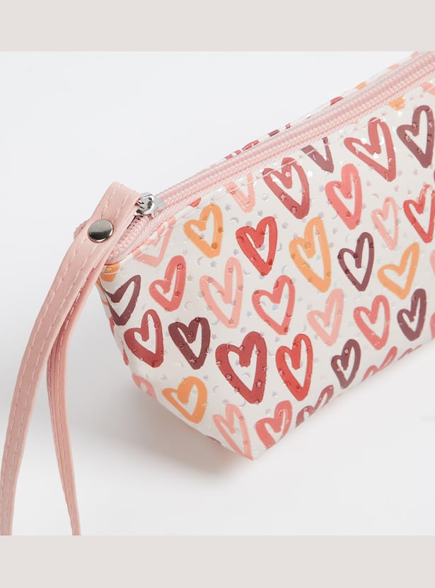 FAME FOREVER Heart Print Vanity Pouch