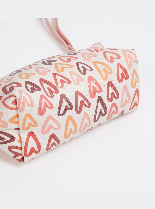 FAME FOREVER Heart Print Vanity Pouch