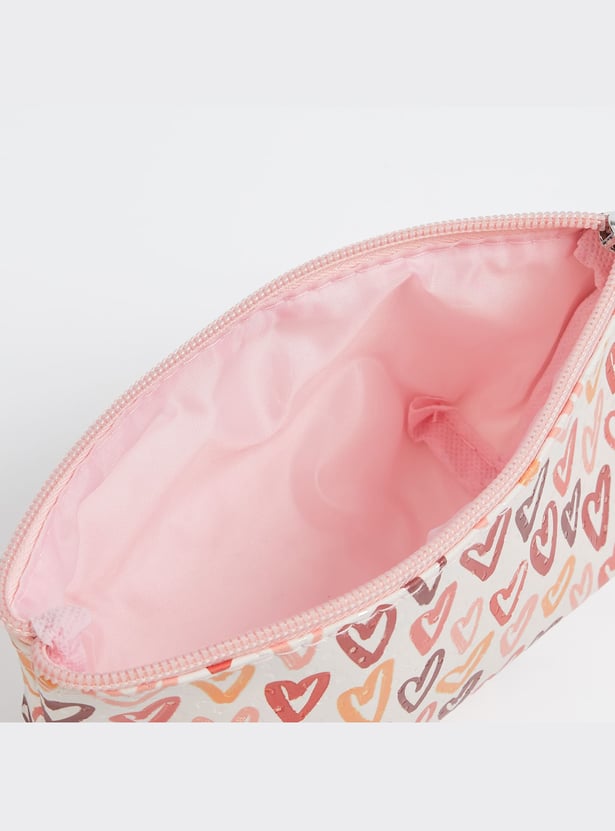 FAME FOREVER Heart Print Vanity Pouch