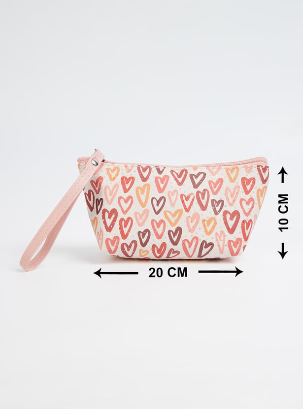 FAME FOREVER Heart Print Vanity Pouch