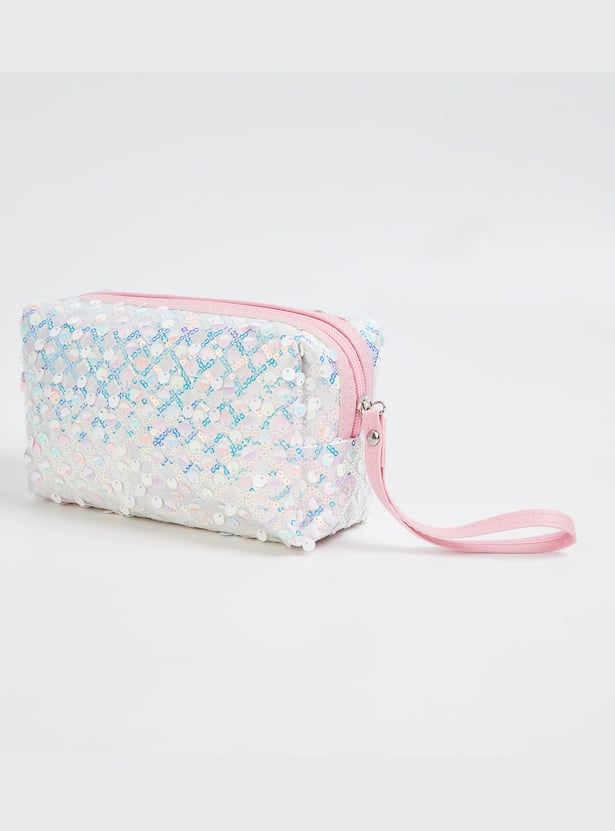 FAME FOREVER Sequinned Vanity Pouch