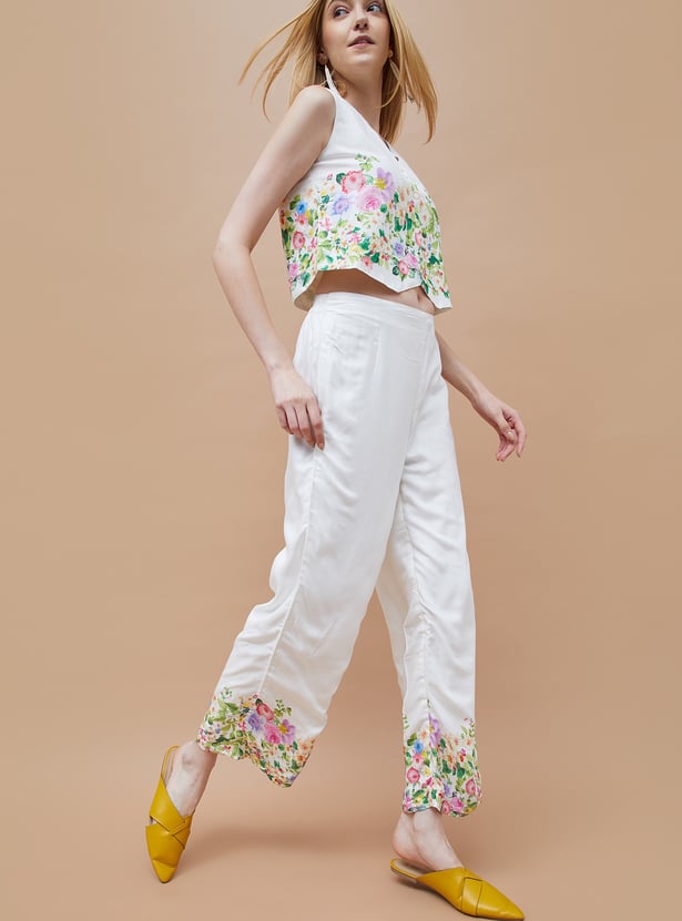 COLOUR ME Floral Print Straight Pants