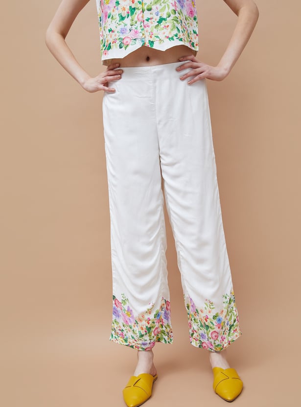 COLOUR ME Floral Print Straight Pants