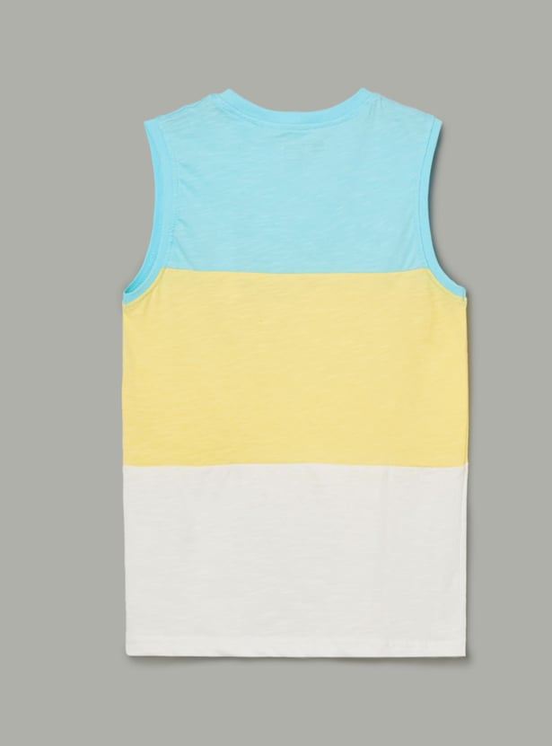 FAME FOREVER Boys Colourblocked Sleeveless T-shirt