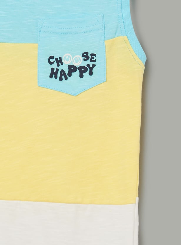 FAME FOREVER Boys Colourblocked Sleeveless T-shirt