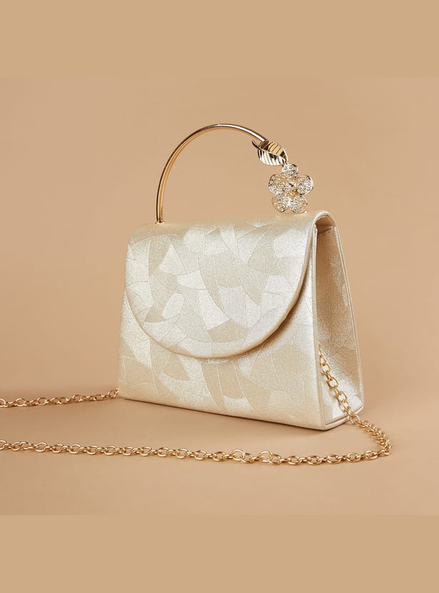 CODE Patterned Foldover Clutch