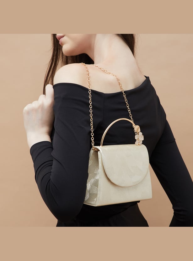 CODE Patterned Foldover Clutch