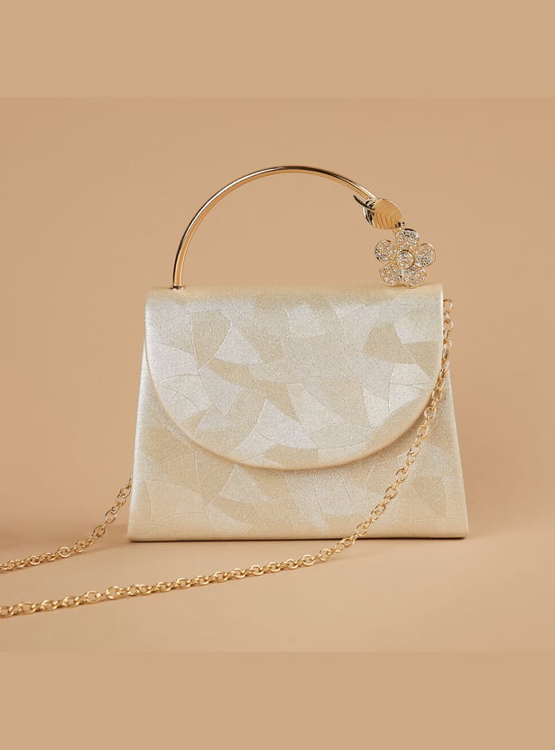 CODE Patterned Foldover Clutch