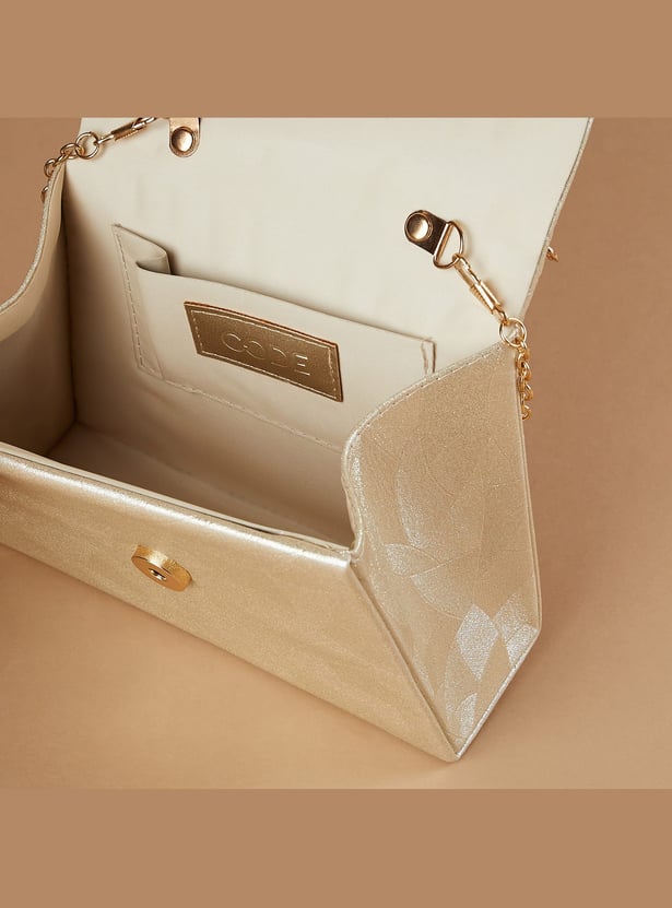 CODE Patterned Foldover Clutch