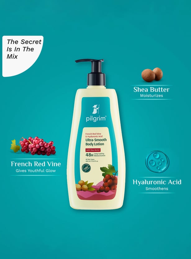 PILGRIM French Red Vine & Hyaluronic Acid Ultra-Smooth Body Lotion - 400ml