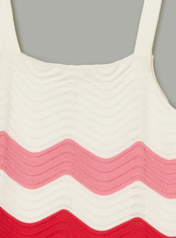 FAME FOREVER Girls Patterned Knit Spaghetti Top with Skirt