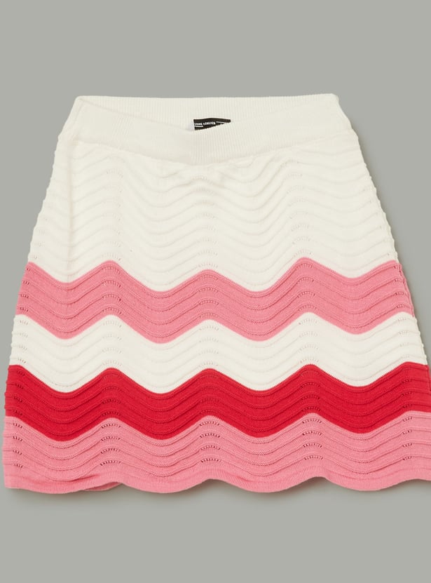 FAME FOREVER Girls Patterned Knit Spaghetti Top with Skirt