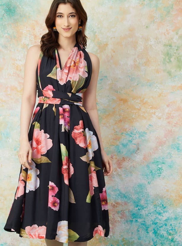MELANGE Floral Print A-line Dress