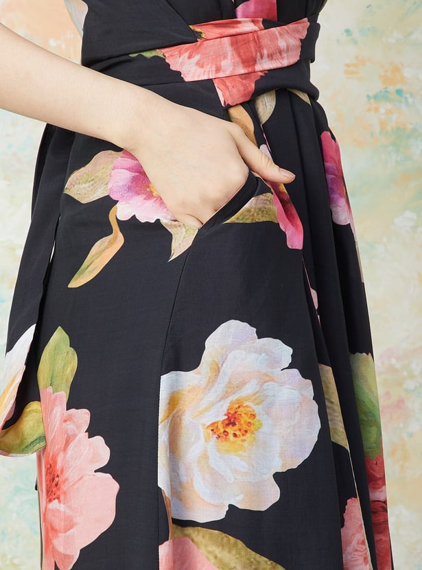 MELANGE Floral Print A-line Dress