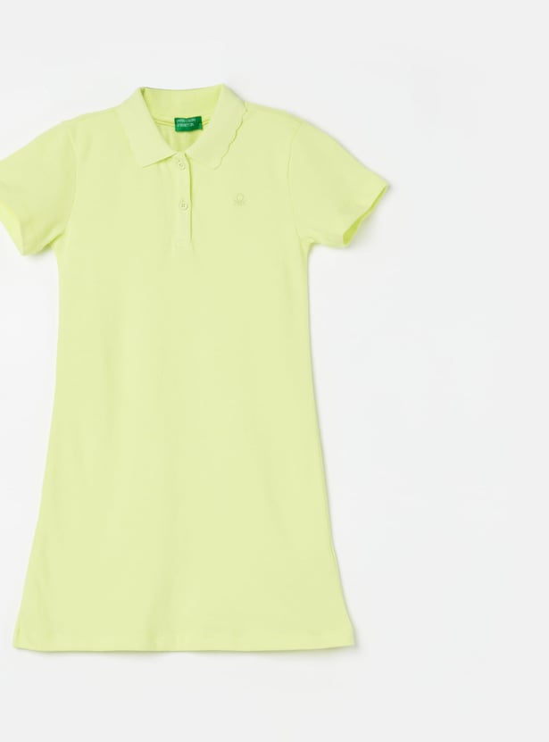 UNITED COLORS OF BENETTON Girls Textured Knit Polo Dress