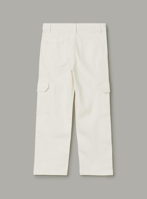 UNITED COLORS OF BENETTON Girls Solid Straight Fit Cargo Jeans