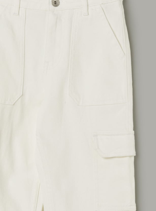 UNITED COLORS OF BENETTON Girls Solid Straight Fit Cargo Jeans