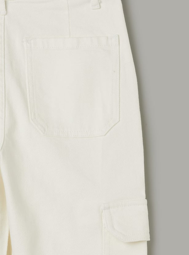 UNITED COLORS OF BENETTON Girls Solid Straight Fit Cargo Jeans