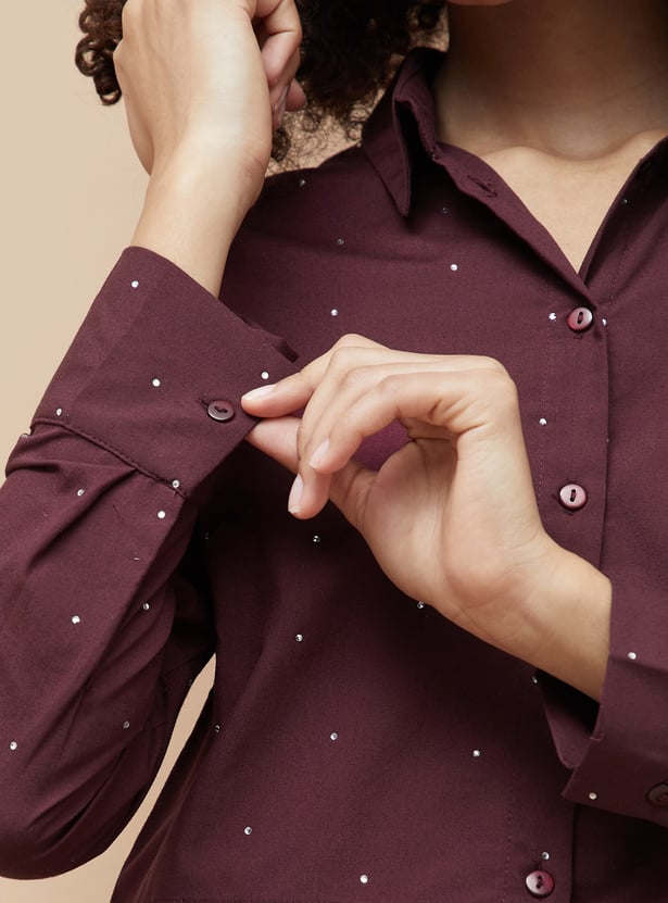 GINGER Rhinestone Embellished Crop Shirt