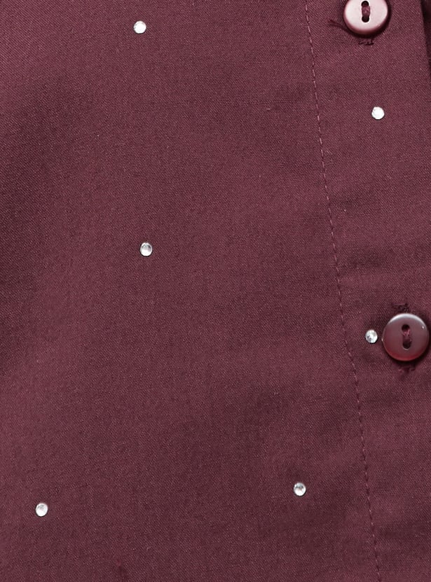GINGER Rhinestone Embellished Crop Shirt
