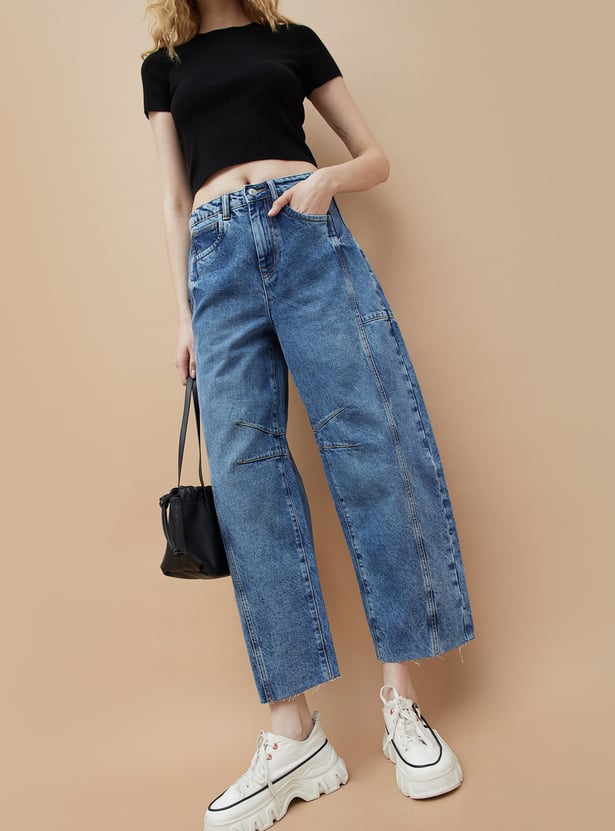 GINGER Washed Wide Leg Jeans