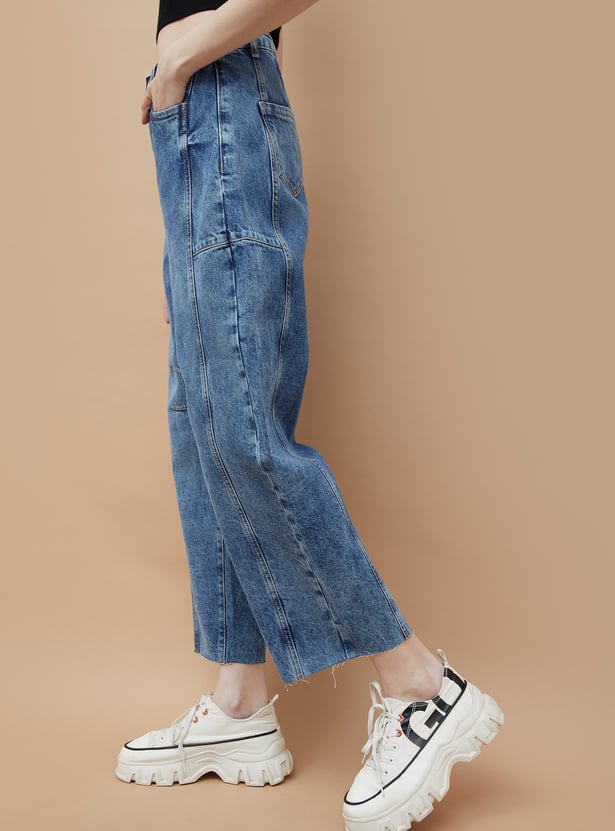 GINGER Washed Wide Leg Jeans