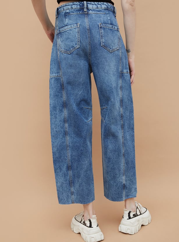 GINGER Washed Wide Leg Jeans