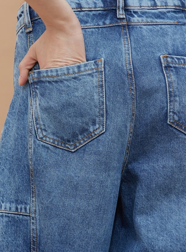 GINGER Washed Wide Leg Jeans