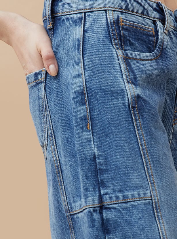 GINGER Washed Wide Leg Jeans