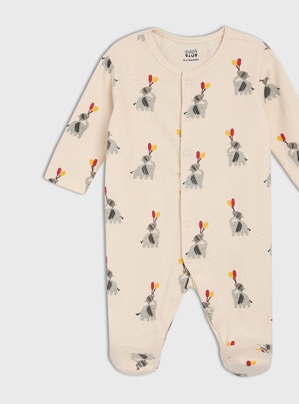 FS MINI KLUB Girls Printed Sleepsuit with Cap