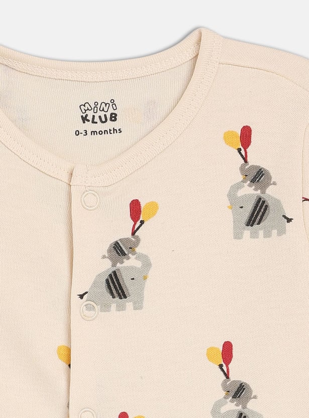 FS MINI KLUB Girls Printed Sleepsuit with Cap