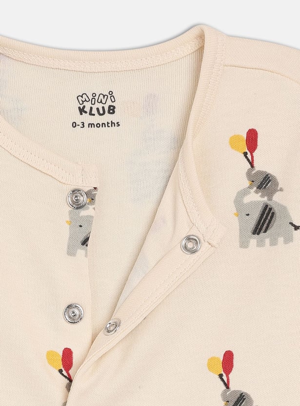 FS MINI KLUB Girls Printed Sleepsuit with Cap