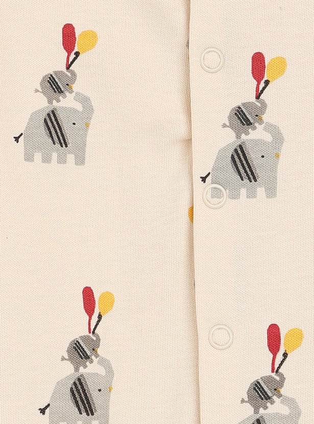 FS MINI KLUB Girls Printed Sleepsuit with Cap