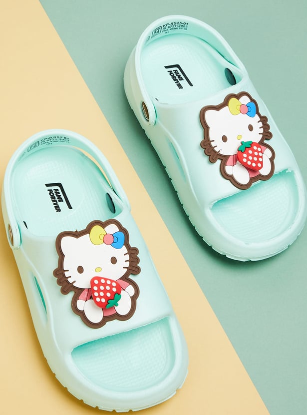 FAME FOREVER Girls Hello Kitty Applique Clogs