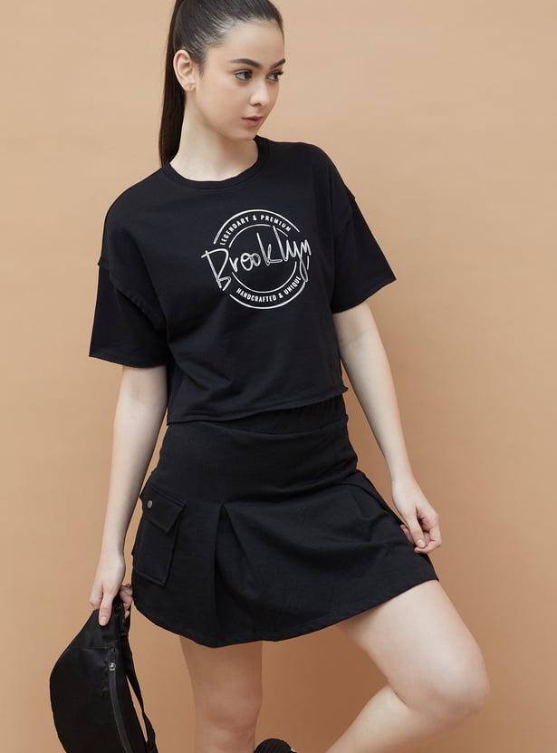 KAPPA Printed Boxy Fit Crop T-shirt