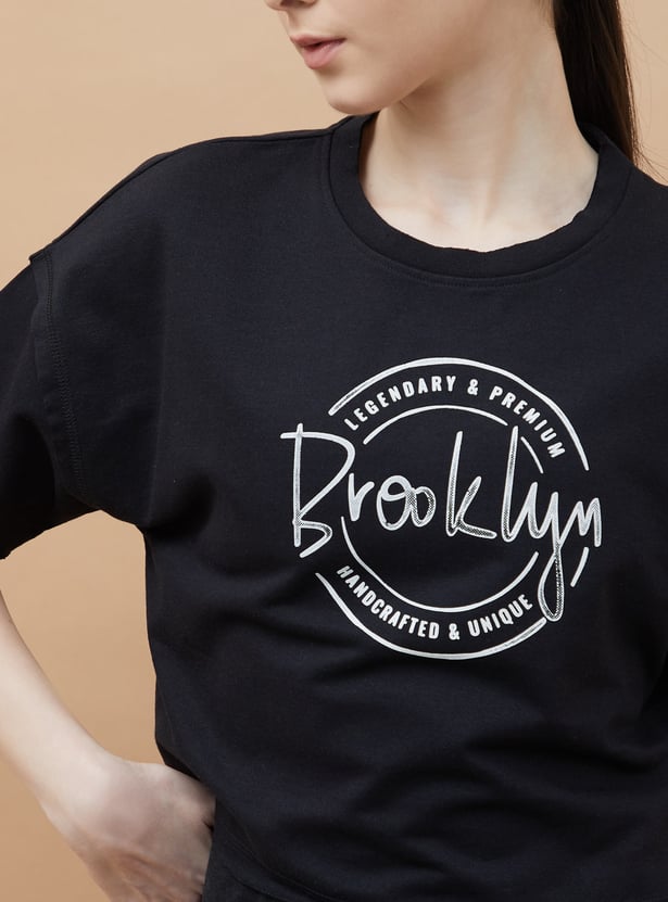 KAPPA Printed Boxy Fit Crop T-shirt