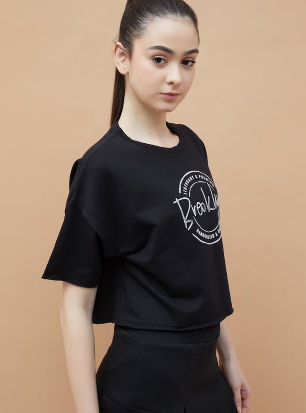 KAPPA Printed Boxy Fit Crop T-shirt