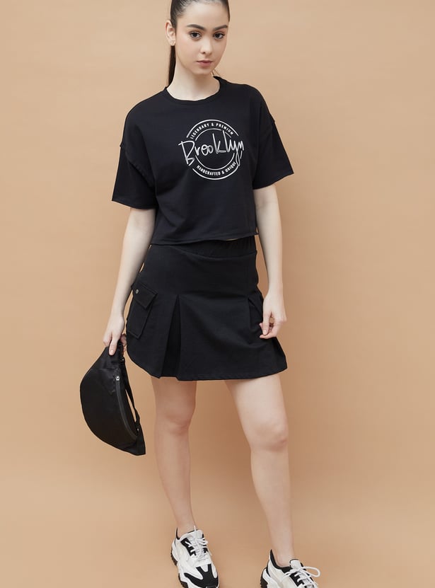 KAPPA Printed Boxy Fit Crop T-shirt