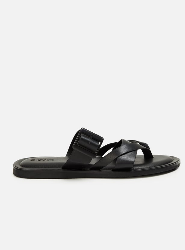 CODE Solid Sandals with Buckle Strap