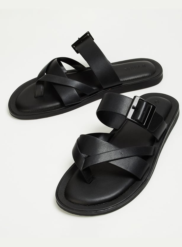 CODE Solid Sandals with Buckle Strap